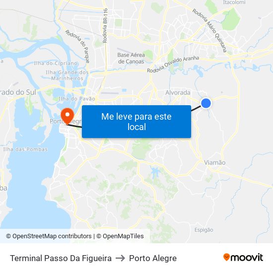 Terminal Passo Da Figueira to Porto Alegre map