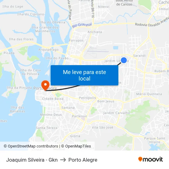 Joaquim Silveira - Gkn to Porto Alegre map