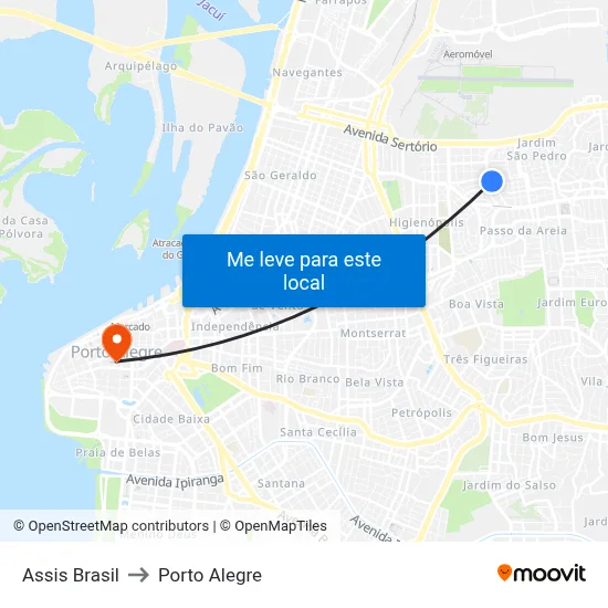 Assis Brasil to Porto Alegre map