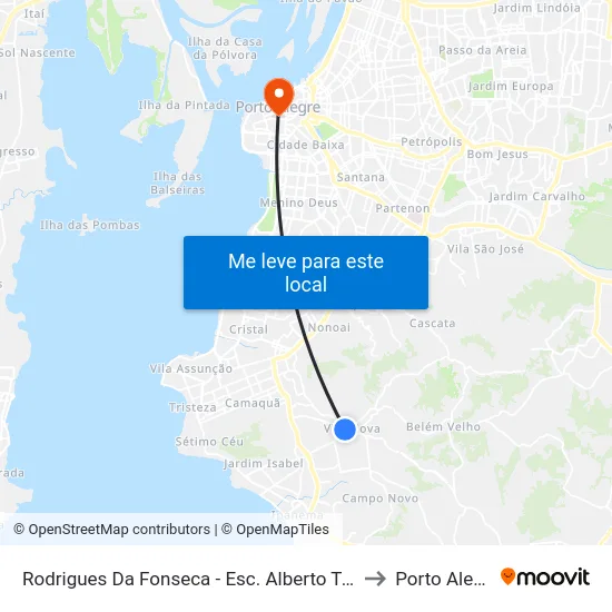 Rodrigues Da Fonseca - Esc. Alberto Torres to Porto Alegre map