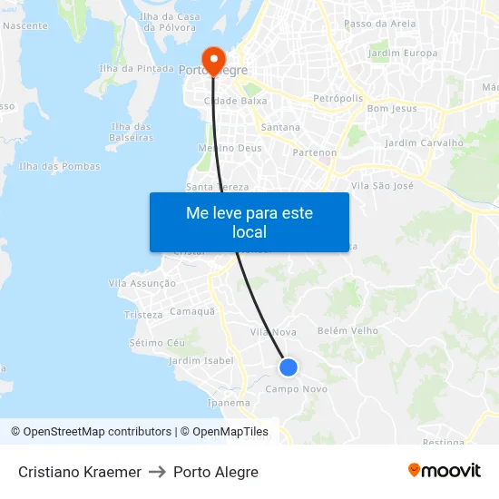 Cristiano Kraemer to Porto Alegre map