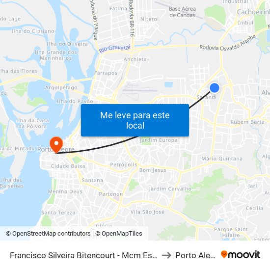 Francisco Silveira Bitencourt - Mcm Esportes to Porto Alegre map