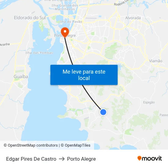 Edgar Pires De Castro to Porto Alegre map