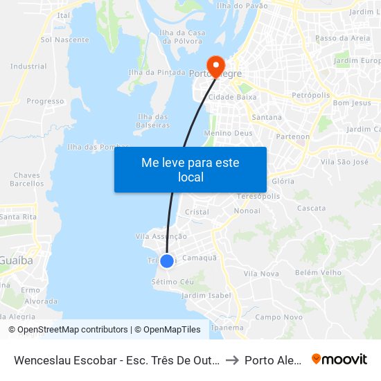 Wenceslau Escobar - Esc. Três De Outubro to Porto Alegre map