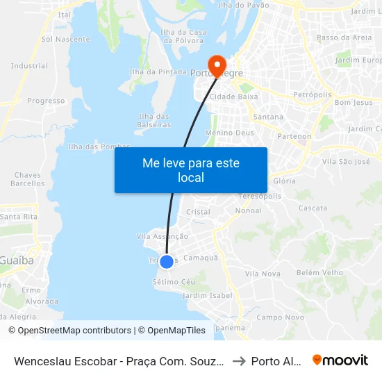 Wenceslau Escobar - Praça Com. Souza Gomes to Porto Alegre map