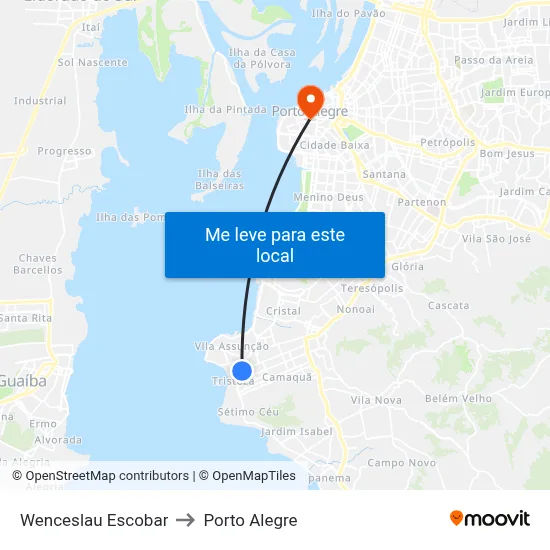 Wenceslau Escobar to Porto Alegre map