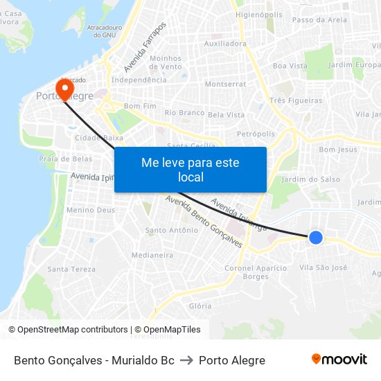 Bento Gonçalves - Murialdo Bc to Porto Alegre map