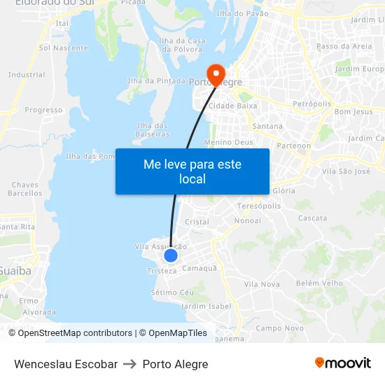 Wenceslau Escobar to Porto Alegre map