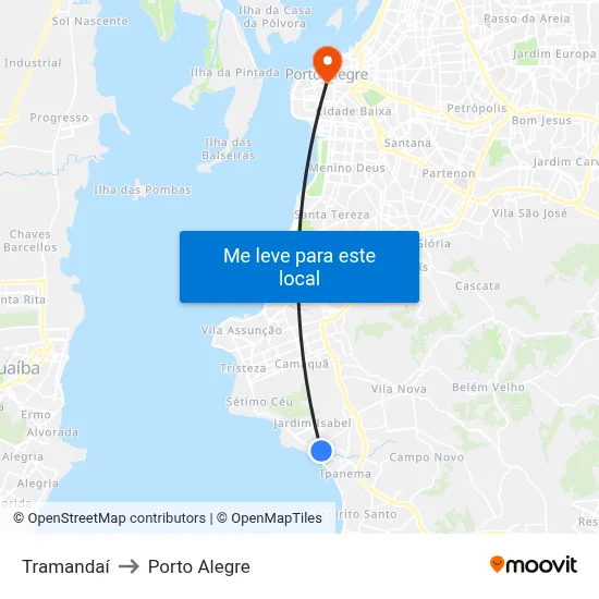 Tramandaí to Porto Alegre map
