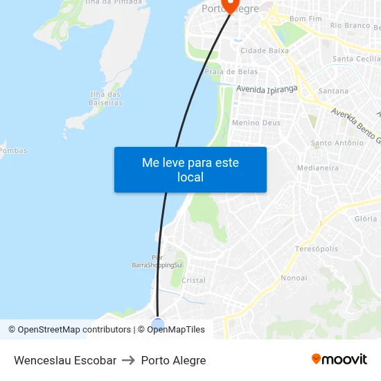 Wenceslau Escobar to Porto Alegre map