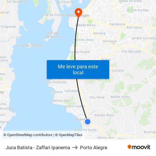 Juca Batista - Zaffari Ipanema to Porto Alegre map