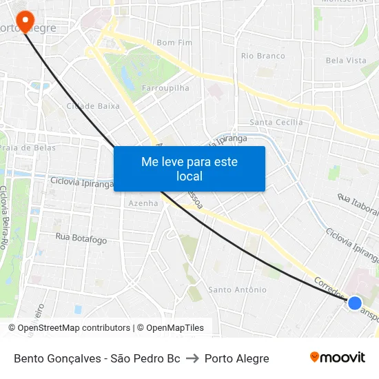 Bento Gonçalves - São Pedro Bc to Porto Alegre map