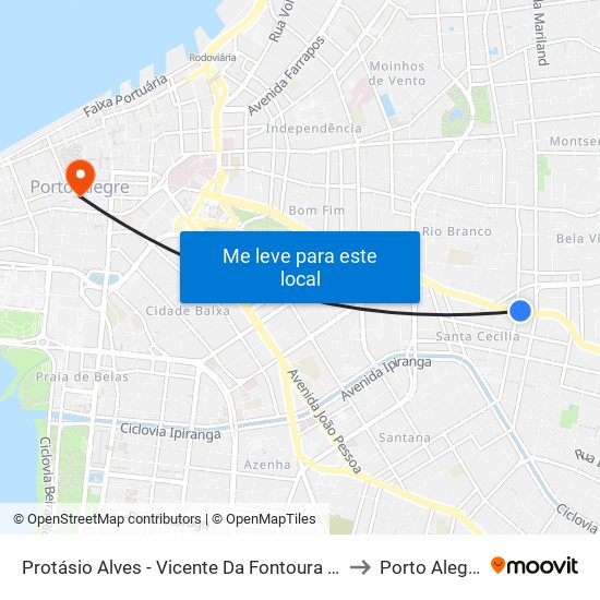 Protásio Alves - Vicente Da Fontoura Bc to Porto Alegre map