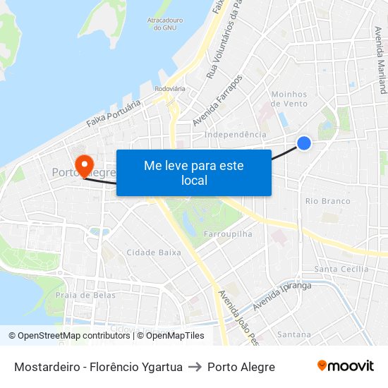 Mostardeiro - Florêncio Ygartua to Porto Alegre map