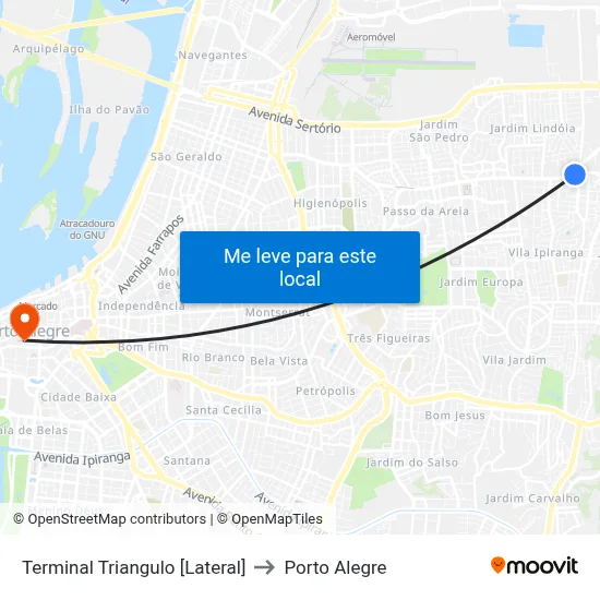 Terminal Triangulo [Lateral] to Porto Alegre map