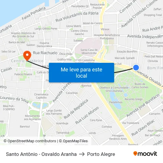 Santo Antônio - Osvaldo Aranha to Porto Alegre map