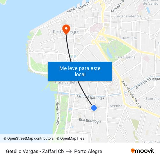 Getúlio Vargas - Zaffari Cb to Porto Alegre map