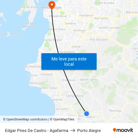 Edgar Pires De Castro - Agafarma to Porto Alegre map