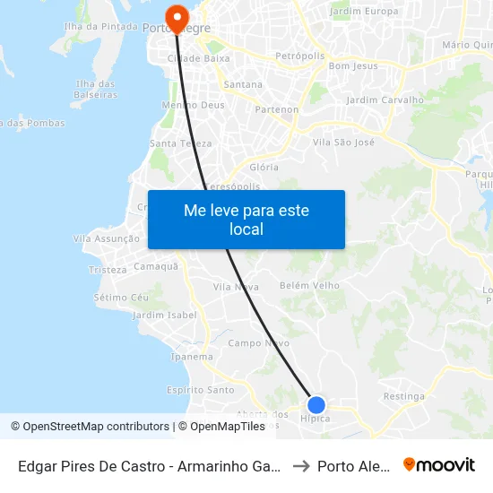 Edgar Pires De Castro - Armarinho Gaúcho to Porto Alegre map