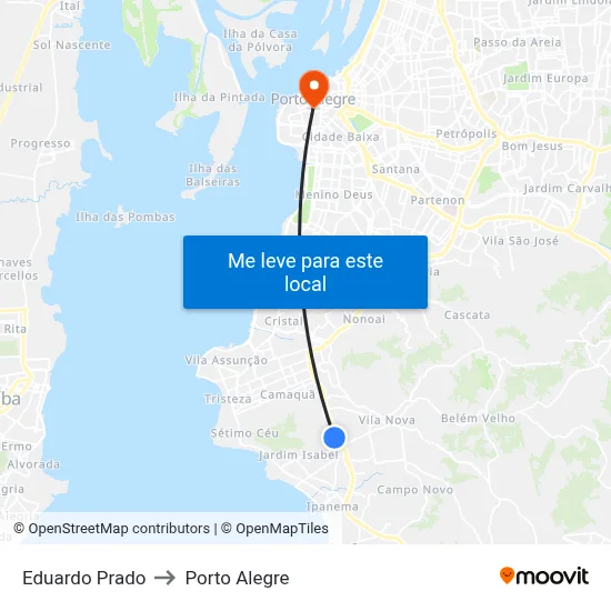 Eduardo Prado to Porto Alegre map