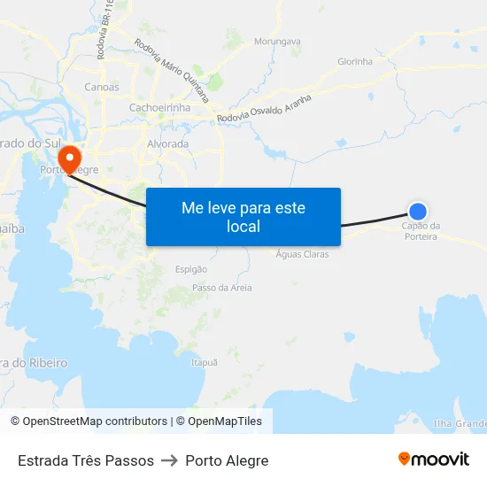 Estrada Três Passos to Porto Alegre map