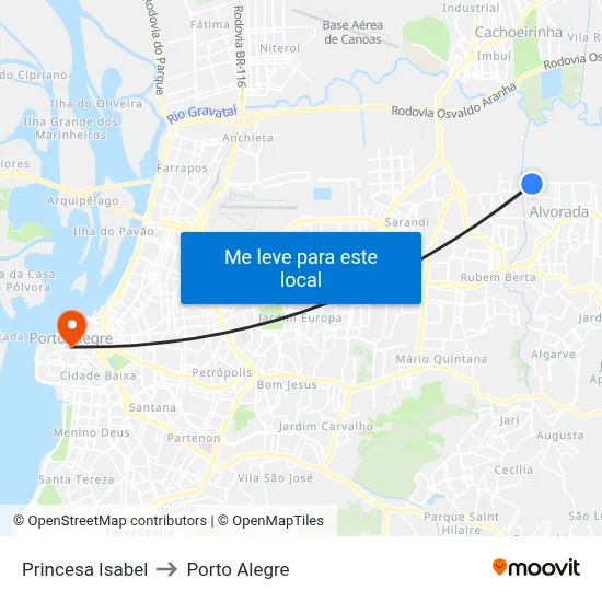Princesa Isabel to Porto Alegre map