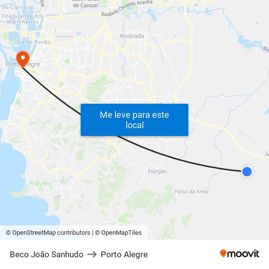 Beco João Sanhudo to Porto Alegre map