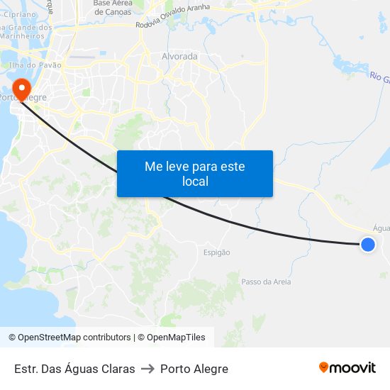 Estr. Das Águas Claras to Porto Alegre map