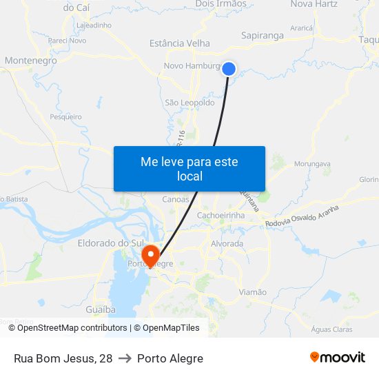 Rua Bom Jesus, 28 to Porto Alegre map