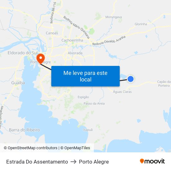 Estrada Do Assentamento to Porto Alegre map