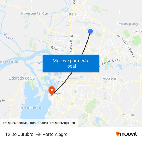 12 De Outubro to Porto Alegre map