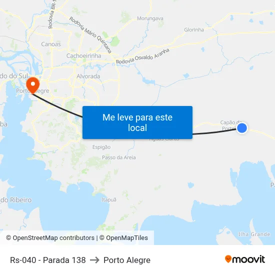 Rs-040 - Parada 138 to Porto Alegre map
