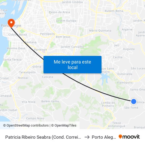 Patricia Ribeiro Seabra (Cond. Correios) to Porto Alegre map