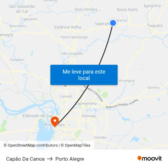Capão Da Canoa to Porto Alegre map