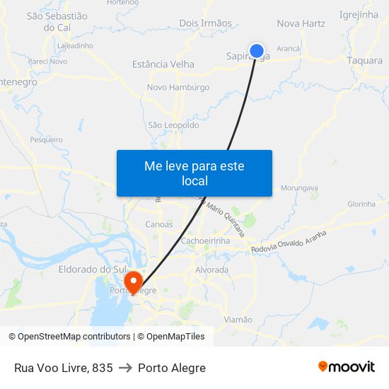 Rua Voo Livre, 835 to Porto Alegre map