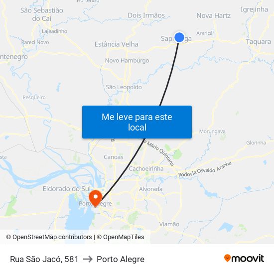 Rua São Jacó, 581 to Porto Alegre map
