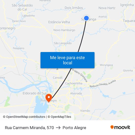 Rua Carmem Miranda, 570 to Porto Alegre map