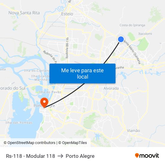 Rs-118 - Modular 118 to Porto Alegre map