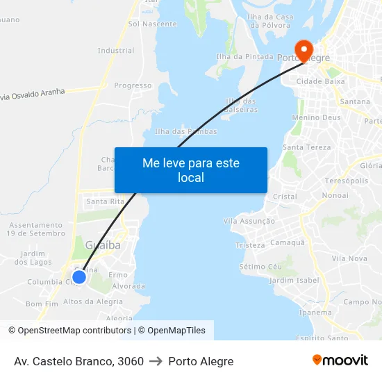 Av. Castelo Branco, 3060 to Porto Alegre map