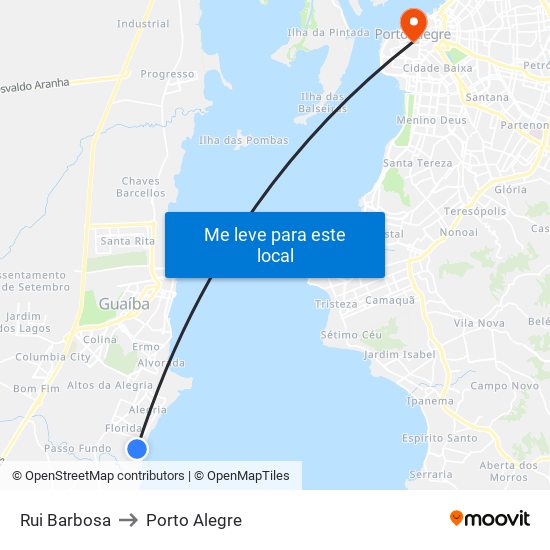 Rui Barbosa to Porto Alegre map