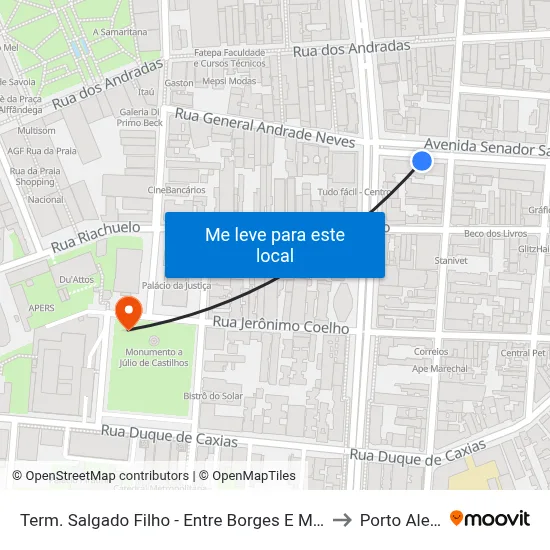 Term. Salgado Filho - Entre Borges E Marechal to Porto Alegre map