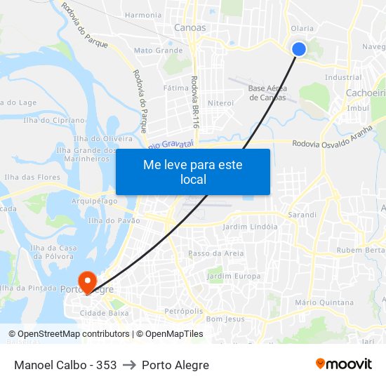 Manoel Calbo - 353 to Porto Alegre map