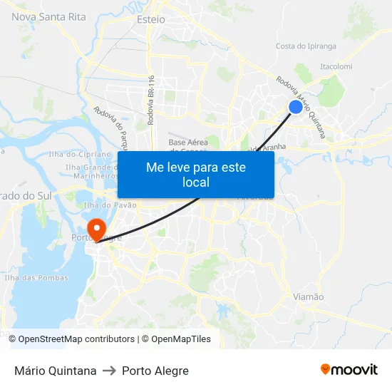 Mário Quintana to Porto Alegre map