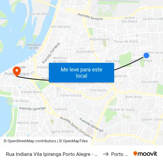 Rua Indiana Vila Ipiranga Porto Alegre - Rs 91360-394 Brasil to Porto Alegre map