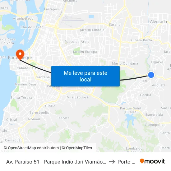 Av. Paraíso 51 - Parque Indio Jari Viamão - Rs 94495-000 Brasil to Porto Alegre map