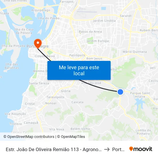 Estrada João De Oliveira Remião 1324 Agronomia Porto Alegre - Rio Grande Do Sul 91550-000 Brasil to Porto Alegre map