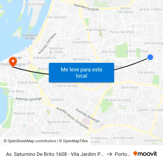 Av. Saturnino De Brito 1608 - Vila Jardim Porto Alegre - Rs 91320-001 Brasil to Porto Alegre map