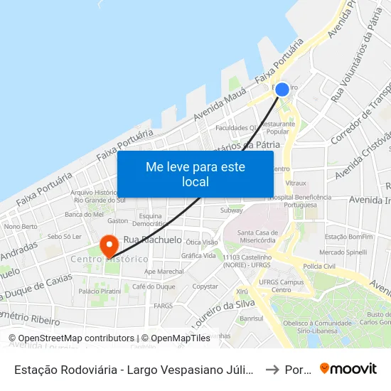 Estação Rodoviária - Largo Vespasiano Júlio Veppo 70 - Marcilio Dias Porto Alegre - Rs 90035-040 Brasil to Porto Alegre map