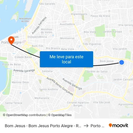 Bom Jesus - Bom Jesus Porto Alegre - Rs 91420-070 Brasil to Porto Alegre map