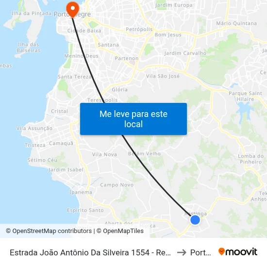 Estrada João Antônio Da Silveira 1554 - Restinga Porto Alegre - Rs 91790-400 Brasil to Porto Alegre map